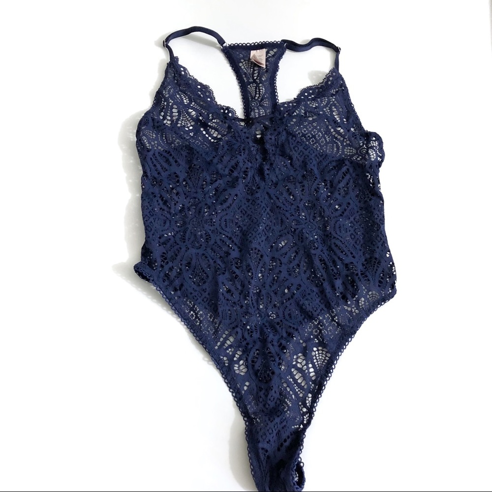 COPY - Victoria's Secret Lacey Bodysuit Blue Sz S